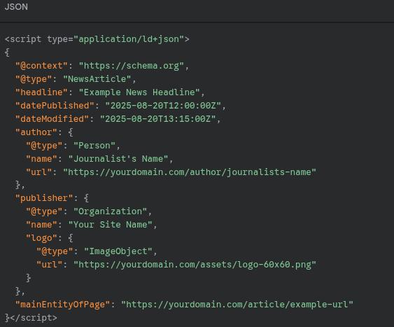 NewsArticle JSON-LD Example (Copy and Paste)